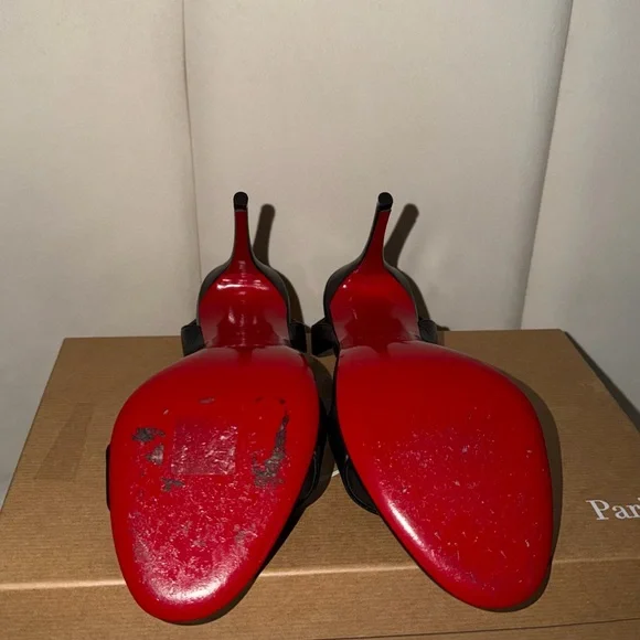 Christian Louboutin Black and Red Slingback Heels - Picture 4 of 4